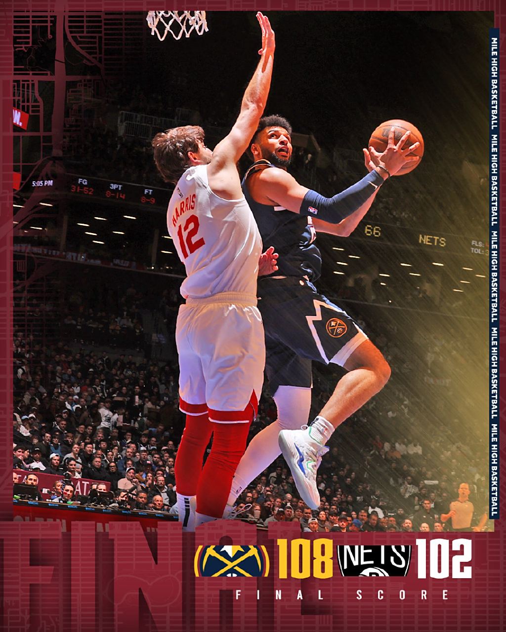 篮网主场逆转掘金保持不败战绩